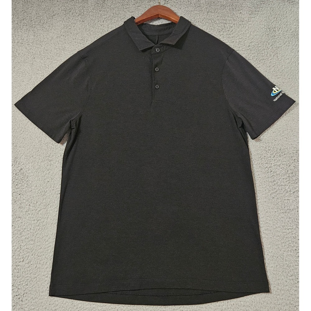 Lululemon Black Short Sleeve Polo Shirt Men's Size Large NSA National Service